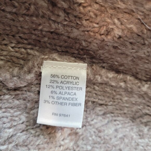 J Jill Cardigan Sweater Womens S Petite Brown Long Sleeve Chunky Knit Alpaca - Picture 6 of 9